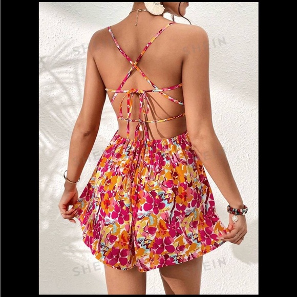 Neon floral romper 🩷🧡💛 - Picture 3 of 5